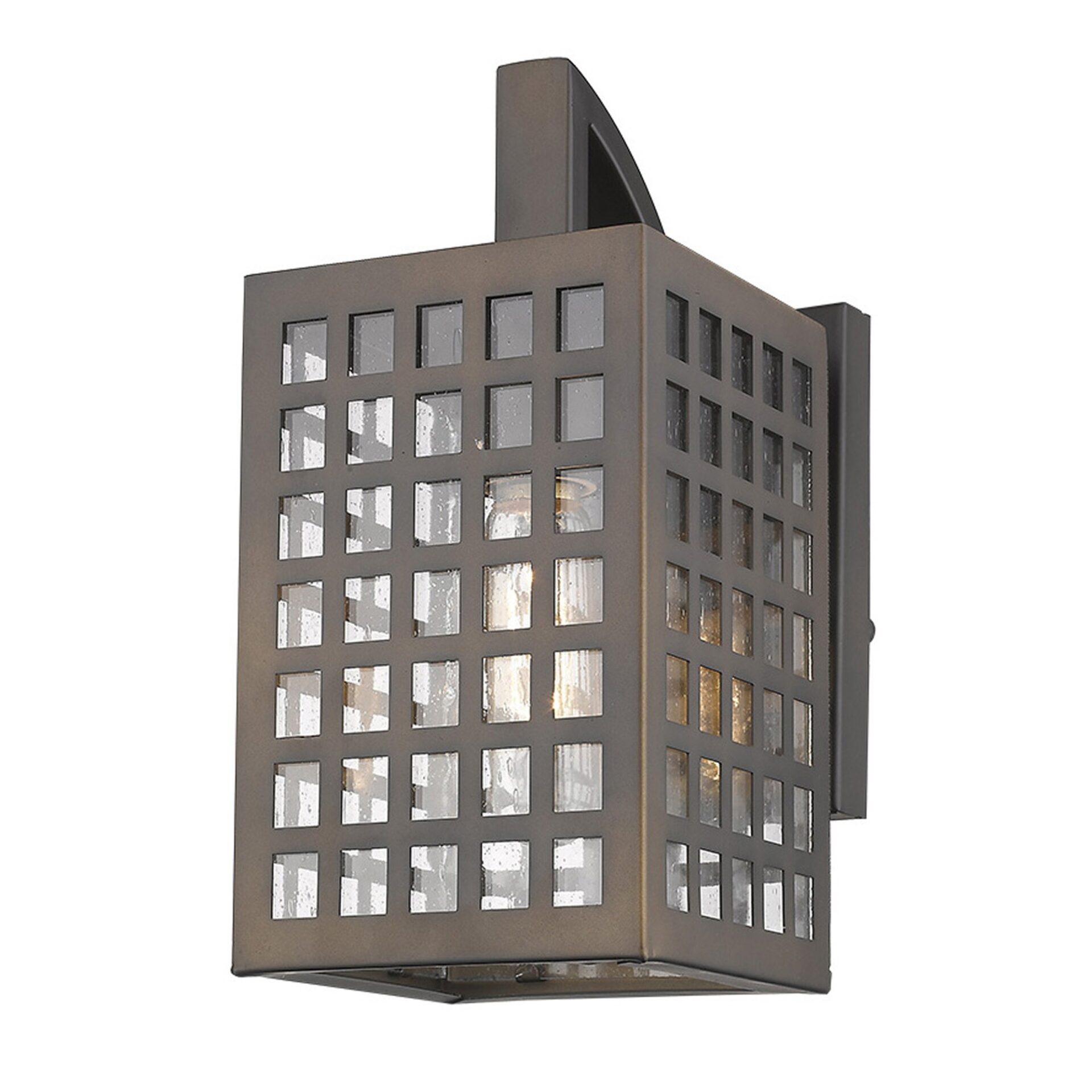 Oil-Rubbed Bronze Wall Light with Grid Frame and Seedy Glass 2 Oil-Rubbed Bronze Wall Light with Grid Frame and Seedy Glass - Image 2