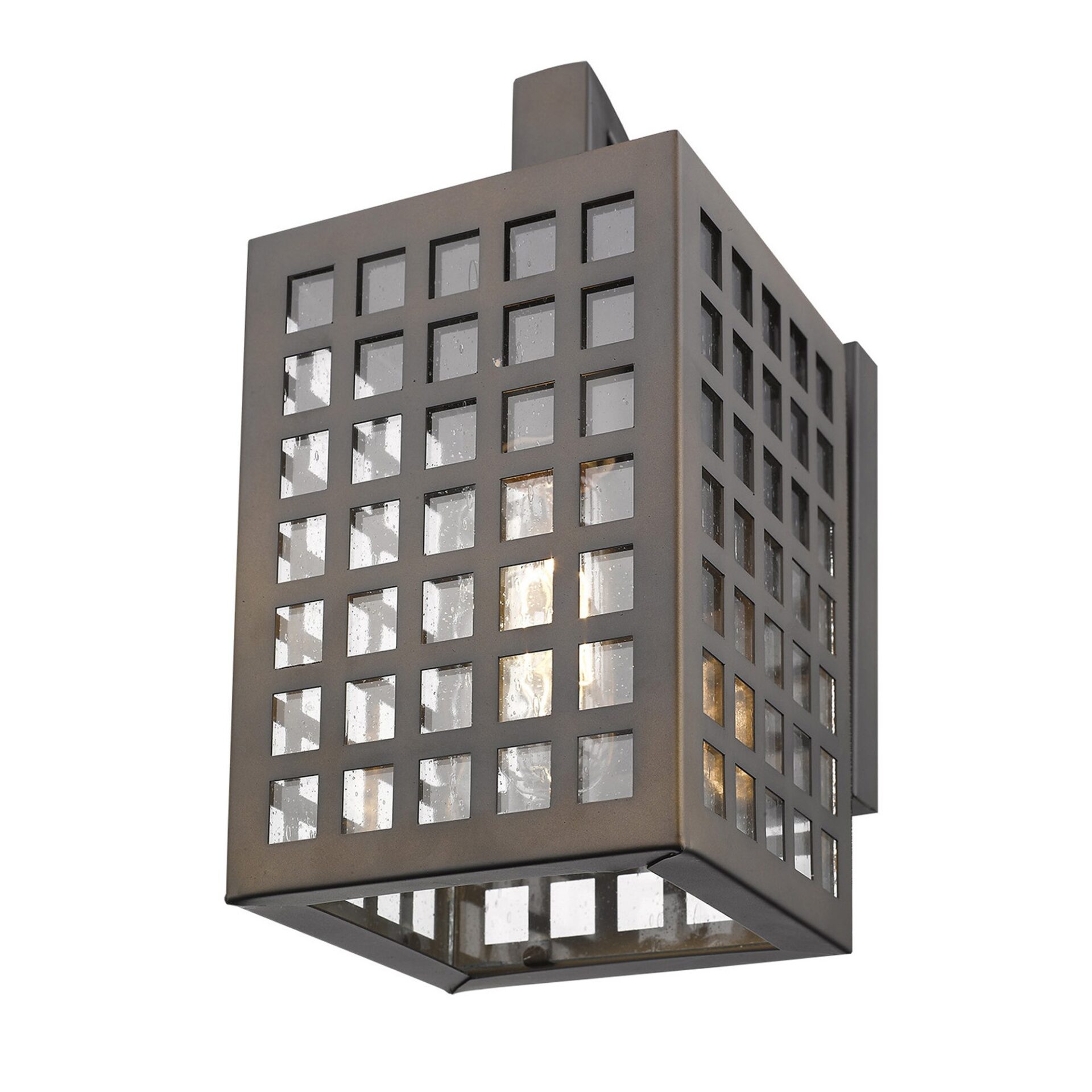 Oil-Rubbed Bronze Wall Light with Grid Frame and Seedy Glass 5 Oil-Rubbed Bronze Wall Light with Grid Frame and Seedy Glass - Image 5