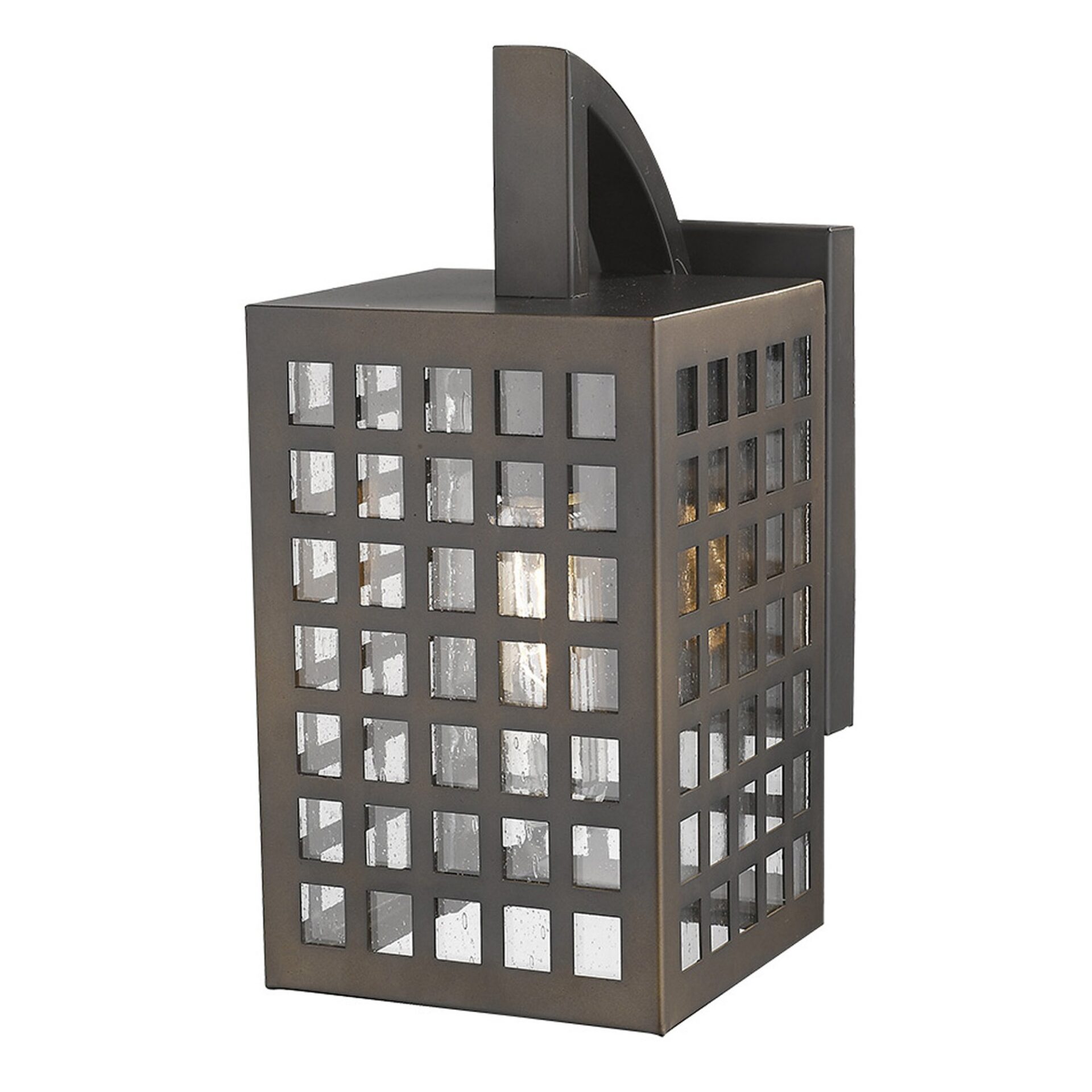 Oil-Rubbed Bronze Wall Light with Grid Frame and Seedy Glass 8 Oil-Rubbed Bronze Wall Light with Grid Frame and Seedy Glass - Image 8