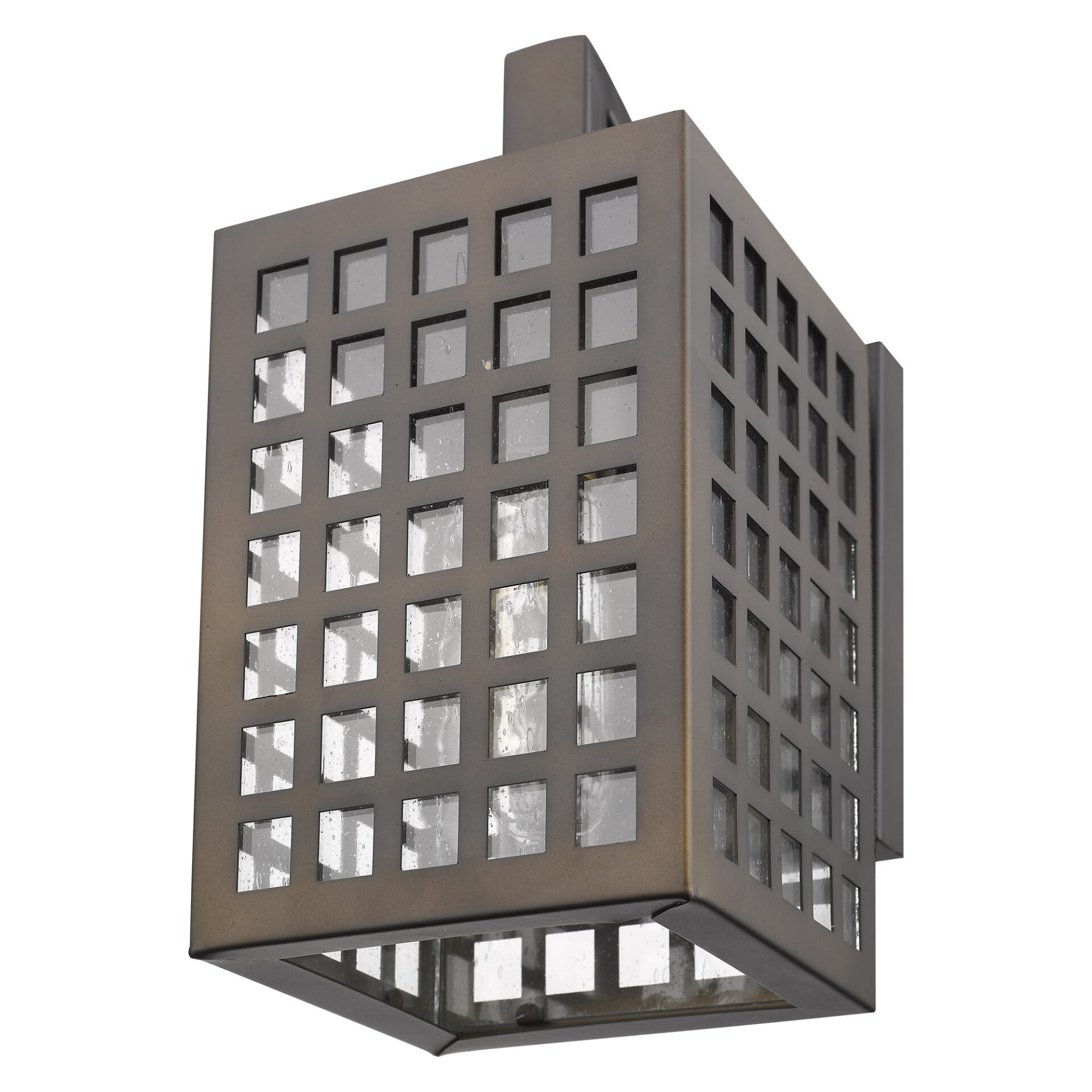 Oil-Rubbed Bronze Wall Light with Grid Frame and Seedy Glass 9 Oil-Rubbed Bronze Wall Light with Grid Frame and Seedy Glass - Image 9