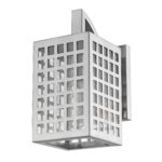 Letzel Satin Nickel Wall Light with Seedy Glass and Grid Frame