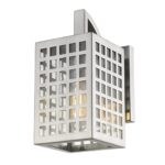 Letzel Satin Nickel Wall Light with Seedy Glass and Grid Frame