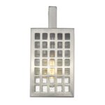 Letzel Satin Nickel Wall Light with Seedy Glass and Grid Frame