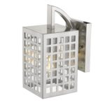 Letzel Satin Nickel Wall Light with Seedy Glass and Grid Frame