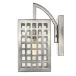 Letzel Satin Nickel Wall Light with Seedy Glass and Grid Frame