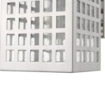 Letzel Satin Nickel Wall Light with Seedy Glass and Grid Frame