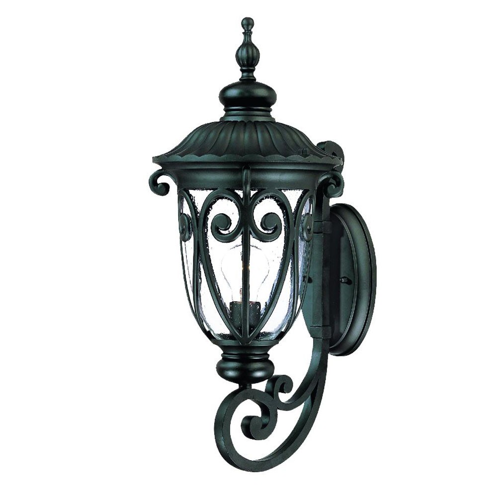 Matte Black Italianate Wall Light with Clear Seeded Glass 1 Matte Black Italianate Wall Light with Clear Seeded Glass