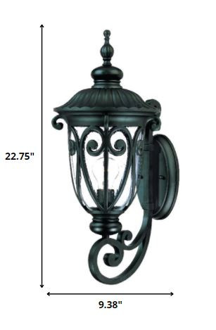 Matte Black Italianate Wall Light with Clear Seeded Glass 5 Matte Black Italianate Wall Light with Clear Seeded Glass - Image 5