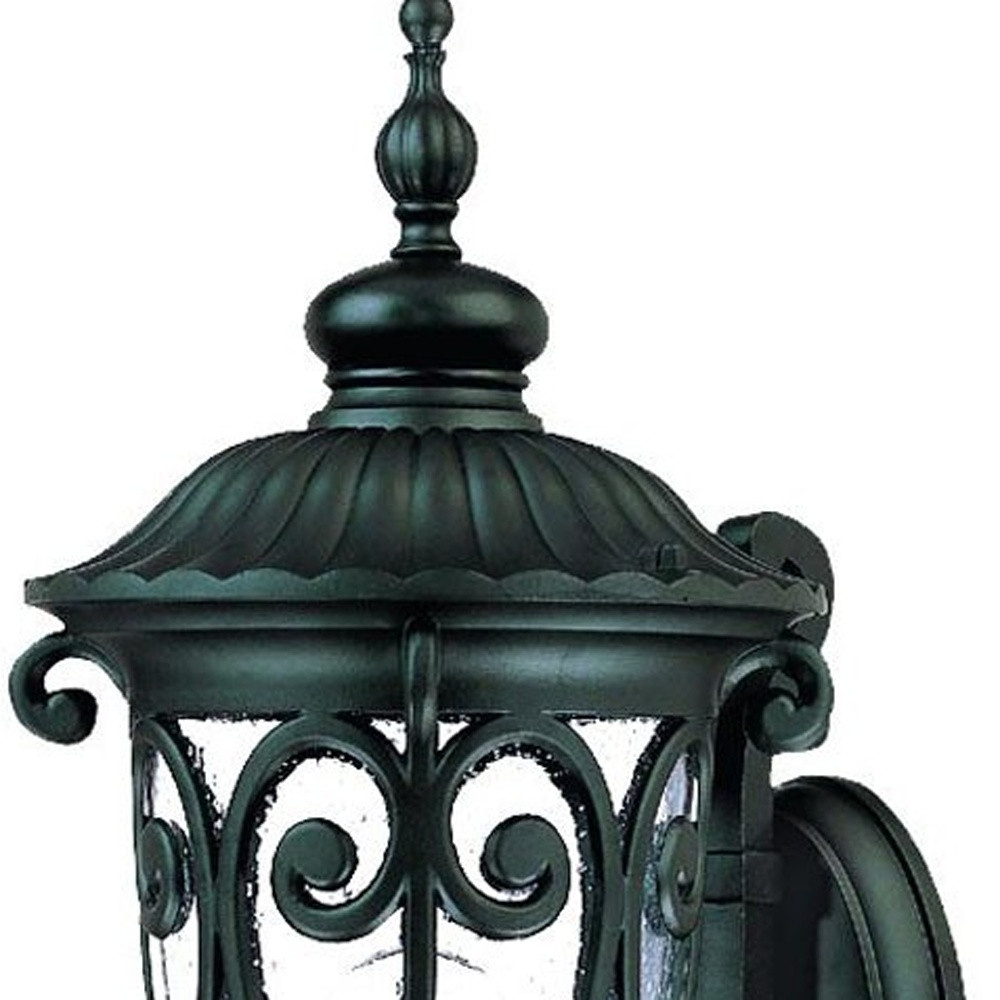 Matte Black Italianate Wall Light with Clear Seeded Glass 4 Matte Black Italianate Wall Light with Clear Seeded Glass - Image 4