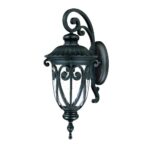 Italianate Matte Black Wall Light with Clear Seeded Glass