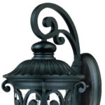 Italianate Matte Black Wall Light with Clear Seeded Glass