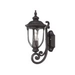 Black Traditional Cast Aluminum Glass Lantern Wall Light