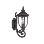 Black Traditional Cast Aluminum Glass Lantern Wall Light