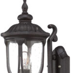 Black Traditional Cast Aluminum Glass Lantern Wall Light