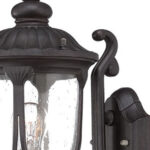 Black Traditional Cast Aluminum Glass Lantern Wall Light