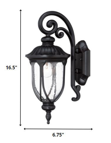 Matte Black Traditional Glass Lantern Wall Sconce 5 Matte Black Traditional Glass Lantern Wall Sconce - Image 5
