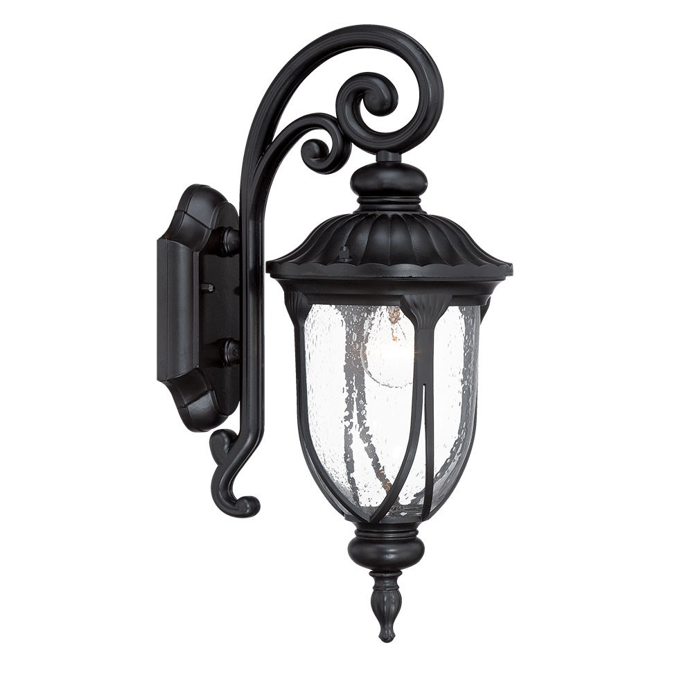 Matte Black Traditional Glass Lantern Wall Sconce 2 Matte Black Traditional Glass Lantern Wall Sconce - Image 2