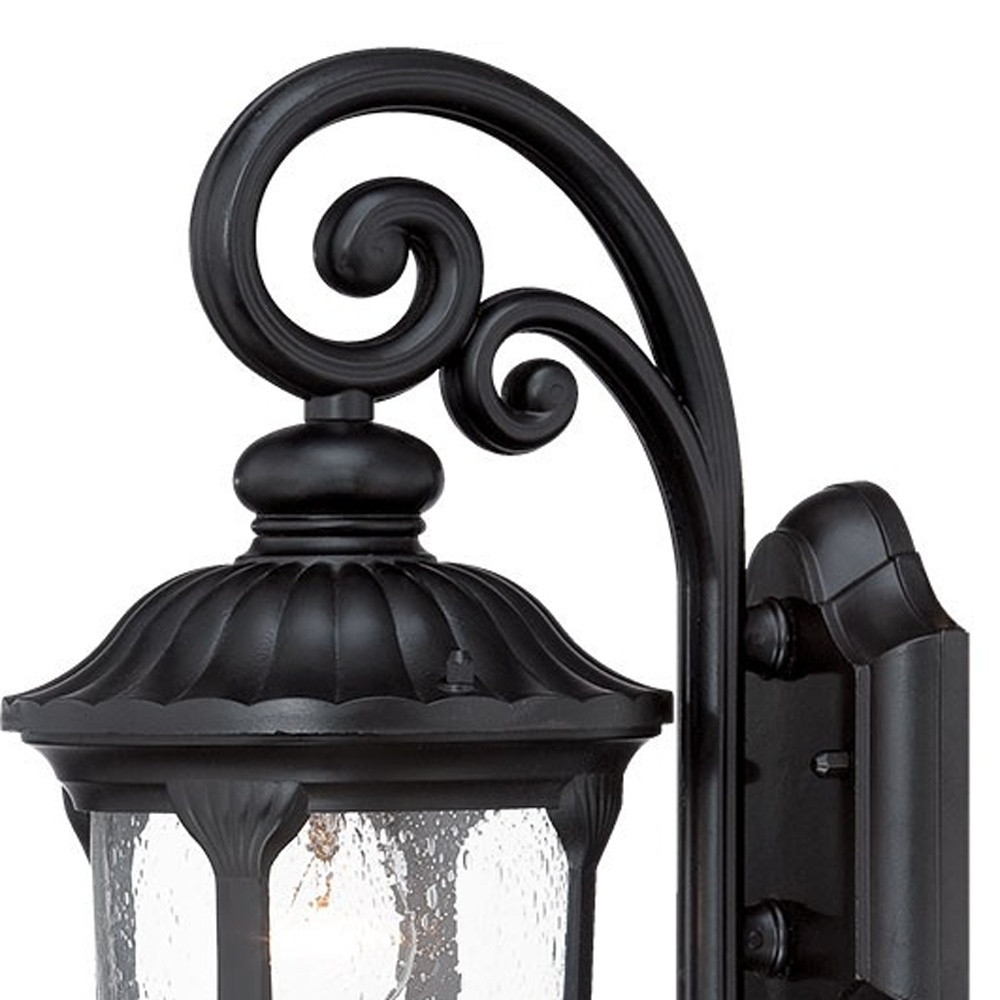 Matte Black Traditional Glass Lantern Wall Sconce 3 Matte Black Traditional Glass Lantern Wall Sconce - Image 3