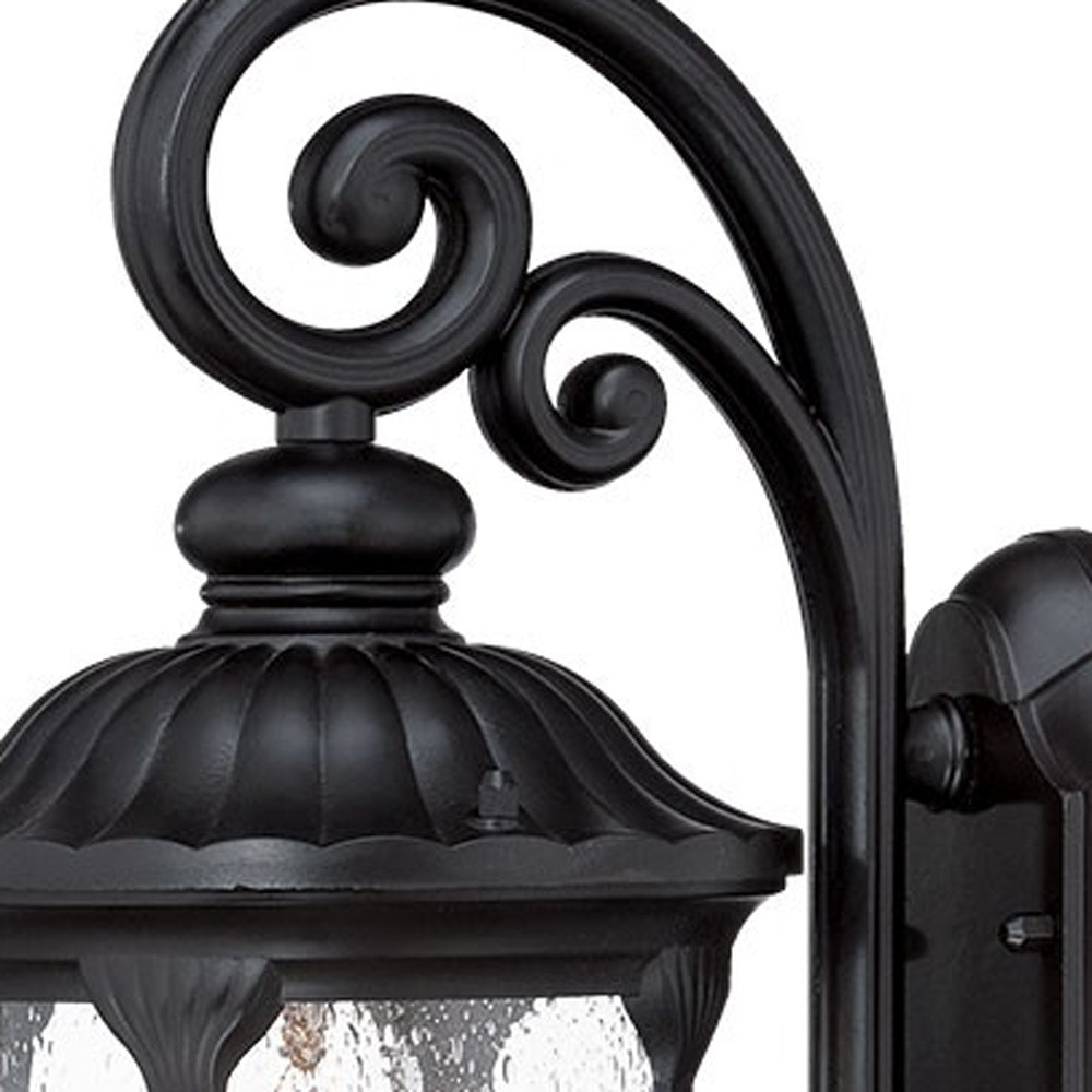 Matte Black Traditional Glass Lantern Wall Sconce 4 Matte Black Traditional Glass Lantern Wall Sconce - Image 4