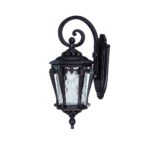 Stratford Traditional Bronze Wall Light with Hammered Water Glass and Bottom Scroll
