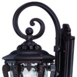 Stratford Traditional Bronze Wall Light with Hammered Water Glass and Bottom Scroll
