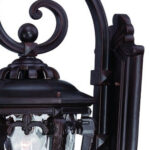 Stratford Traditional Bronze Wall Light with Hammered Water Glass and Bottom Scroll