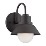 Matte Black Outdoor Modern Wall Light with Frosted Glass Shade