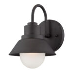 Matte Black Outdoor Modern Wall Light with Frosted Glass Shade