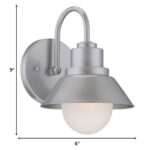 Brushed Silver Outdoor Wall Light with Frosted Glass Shade