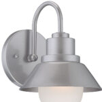 Brushed Silver Outdoor Wall Light with Frosted Glass Shade