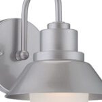 Brushed Silver Outdoor Wall Light with Frosted Glass Shade