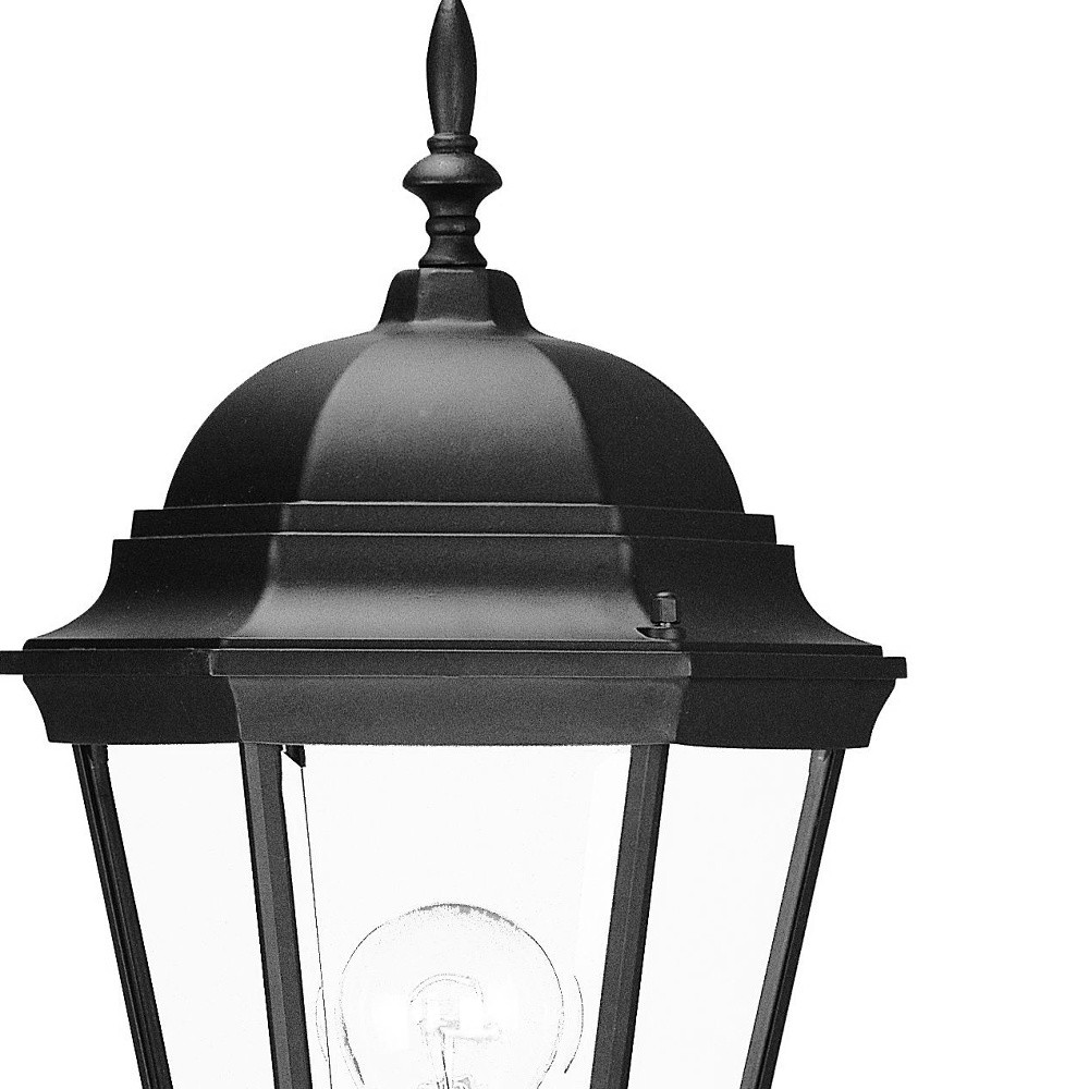 Matte Black Swing Arm Lantern with Clear Glass Panels 3 Matte Black Swing Arm Lantern with Clear Glass Panels - Image 3