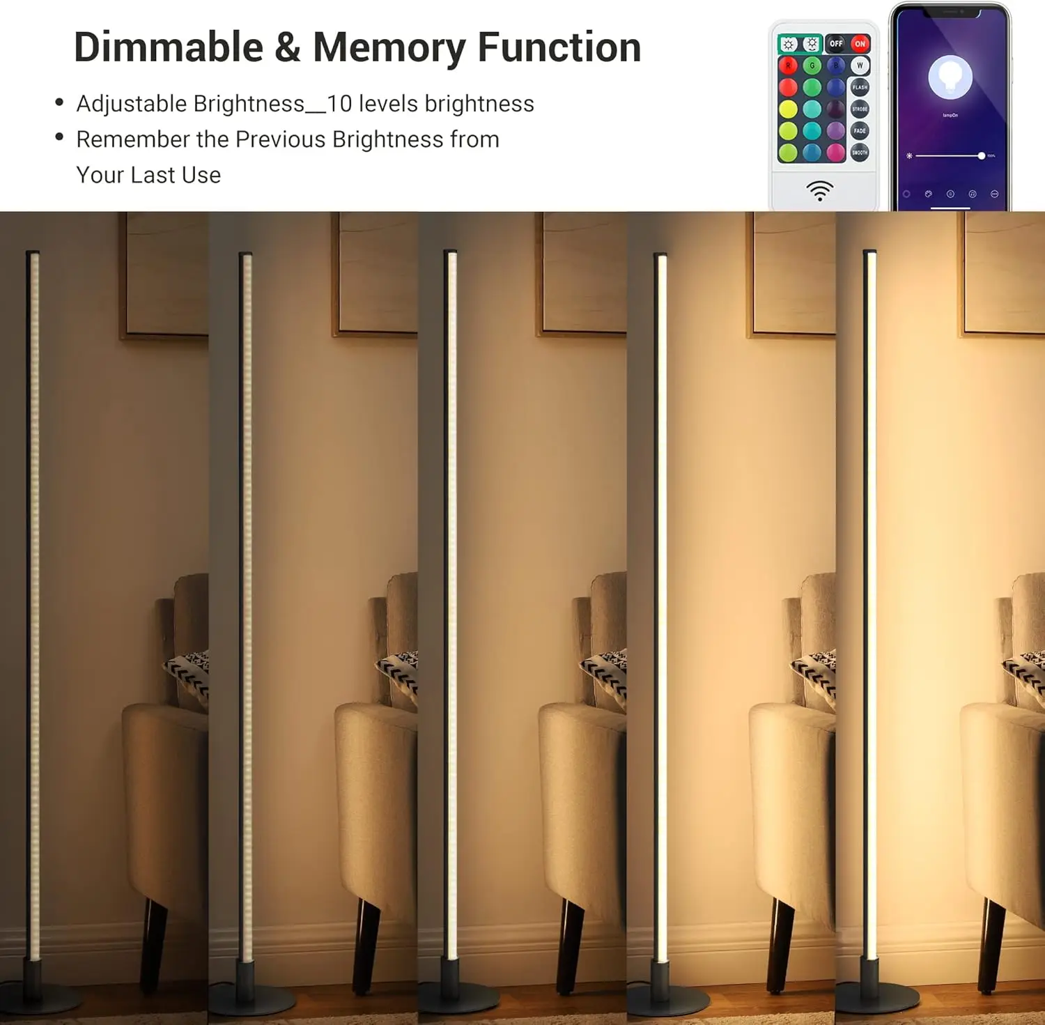 Smart RGBW LED Floor Lamp with App and Remote Control Cave Supplies