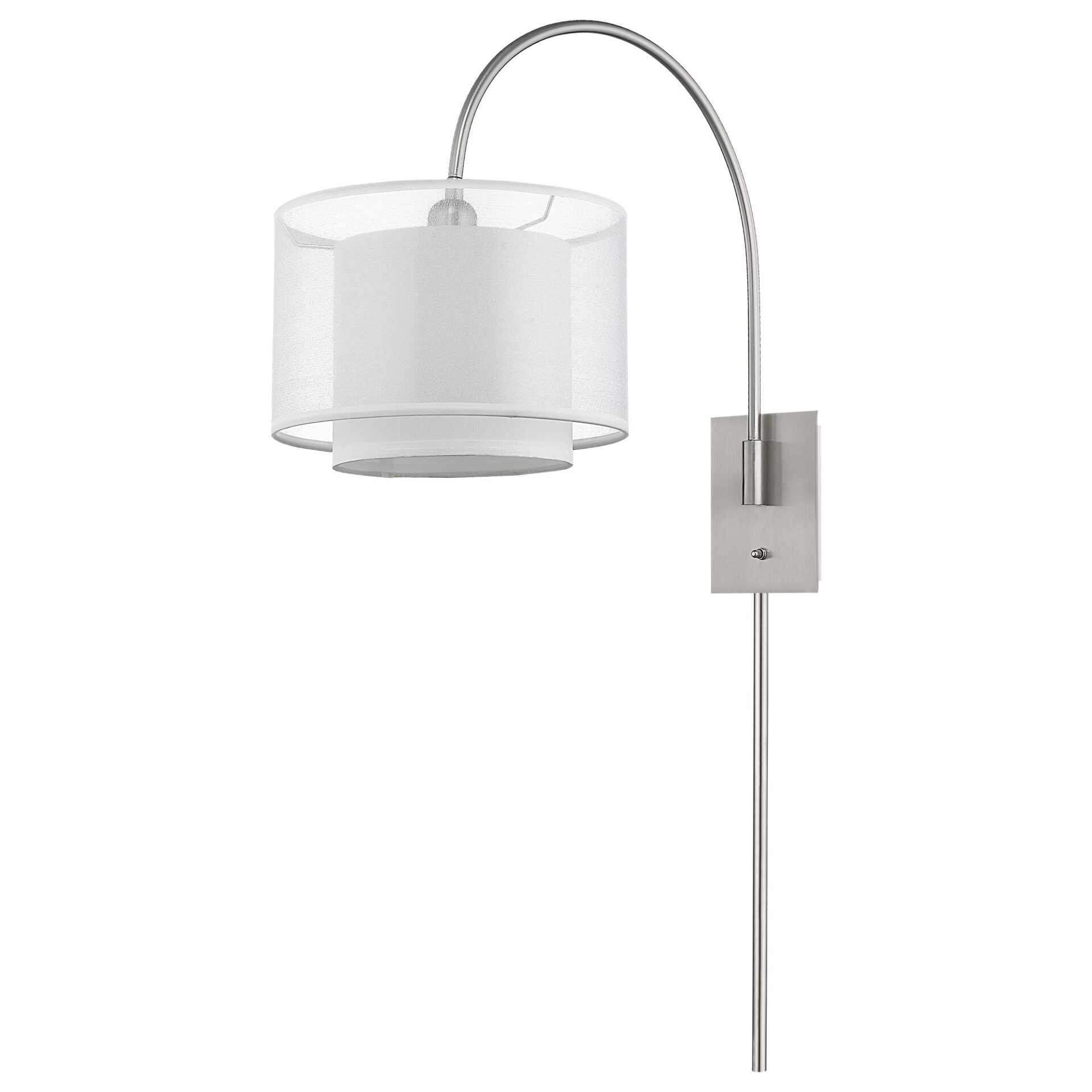 Brella Modern Brushed Nickel Wall Lamp With Two-Tier Shade 2 Brella Modern Brushed Nickel Wall Lamp With Two-Tier Shade - Image 2