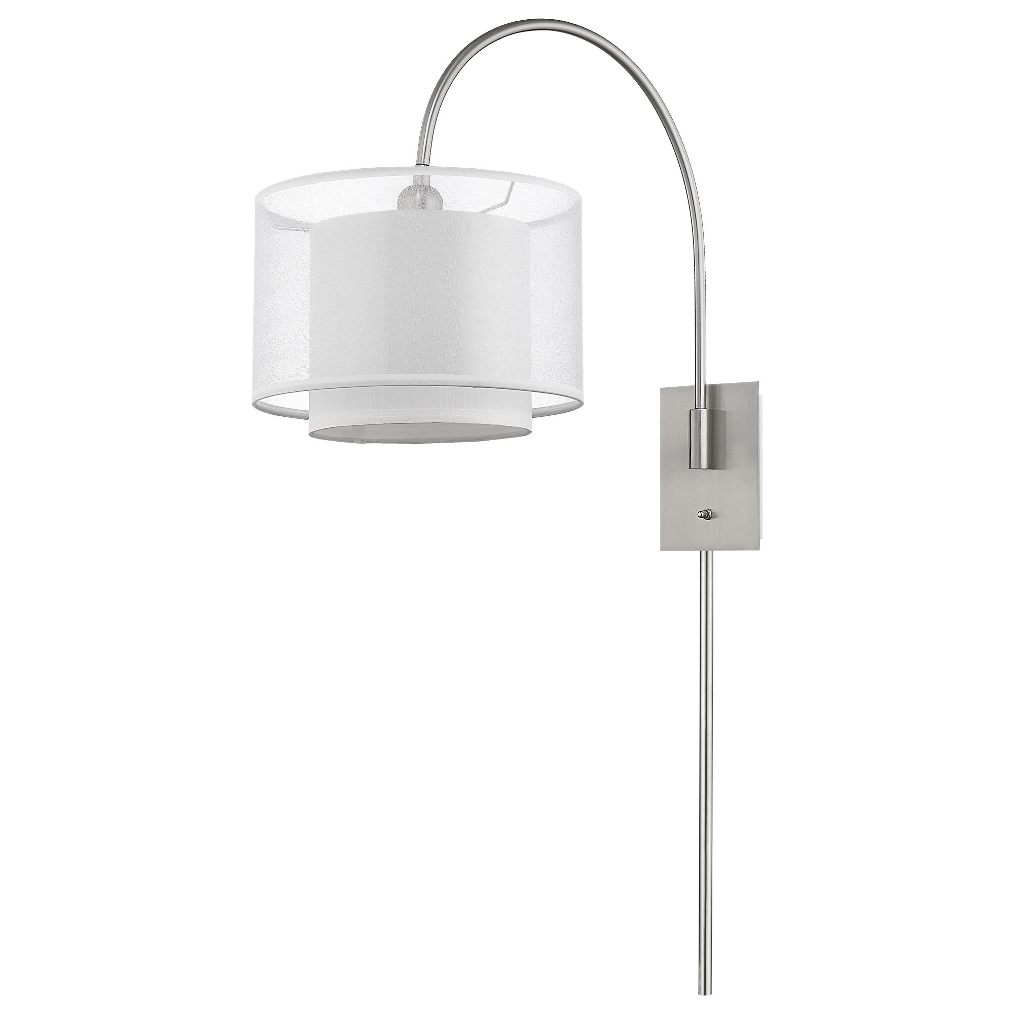 Brella Modern Brushed Nickel Wall Lamp With Two-Tier Shade 6 Brella Modern Brushed Nickel Wall Lamp With Two-Tier Shade