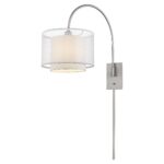 Brella Modern Brushed Nickel Wall Lamp With Two-Tier Shade 5 Brella Modern Brushed Nickel Wall Lamp With Two-Tier Shade