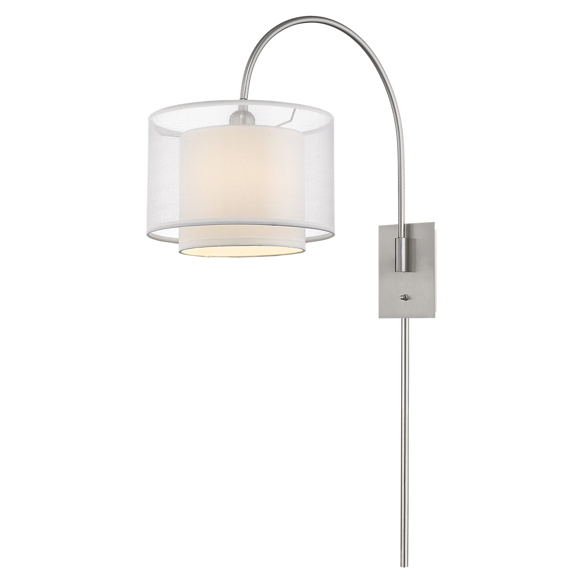 Brella Modern Brushed Nickel Wall Lamp With Two-Tier Shade 1 Brella Modern Brushed Nickel Wall Lamp With Two-Tier Shade