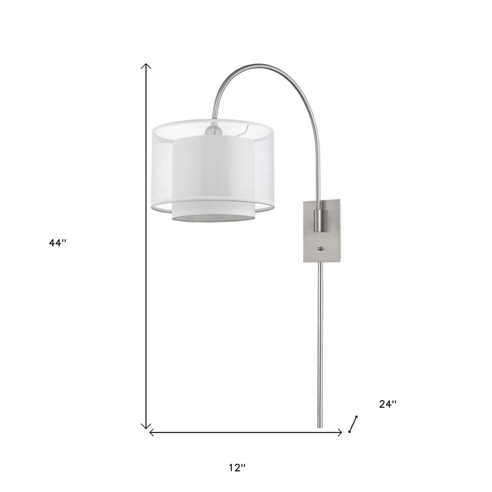 Brella Modern Brushed Nickel Wall Lamp With Two-Tier Shade 4 Brella Modern Brushed Nickel Wall Lamp With Two-Tier Shade - Image 4