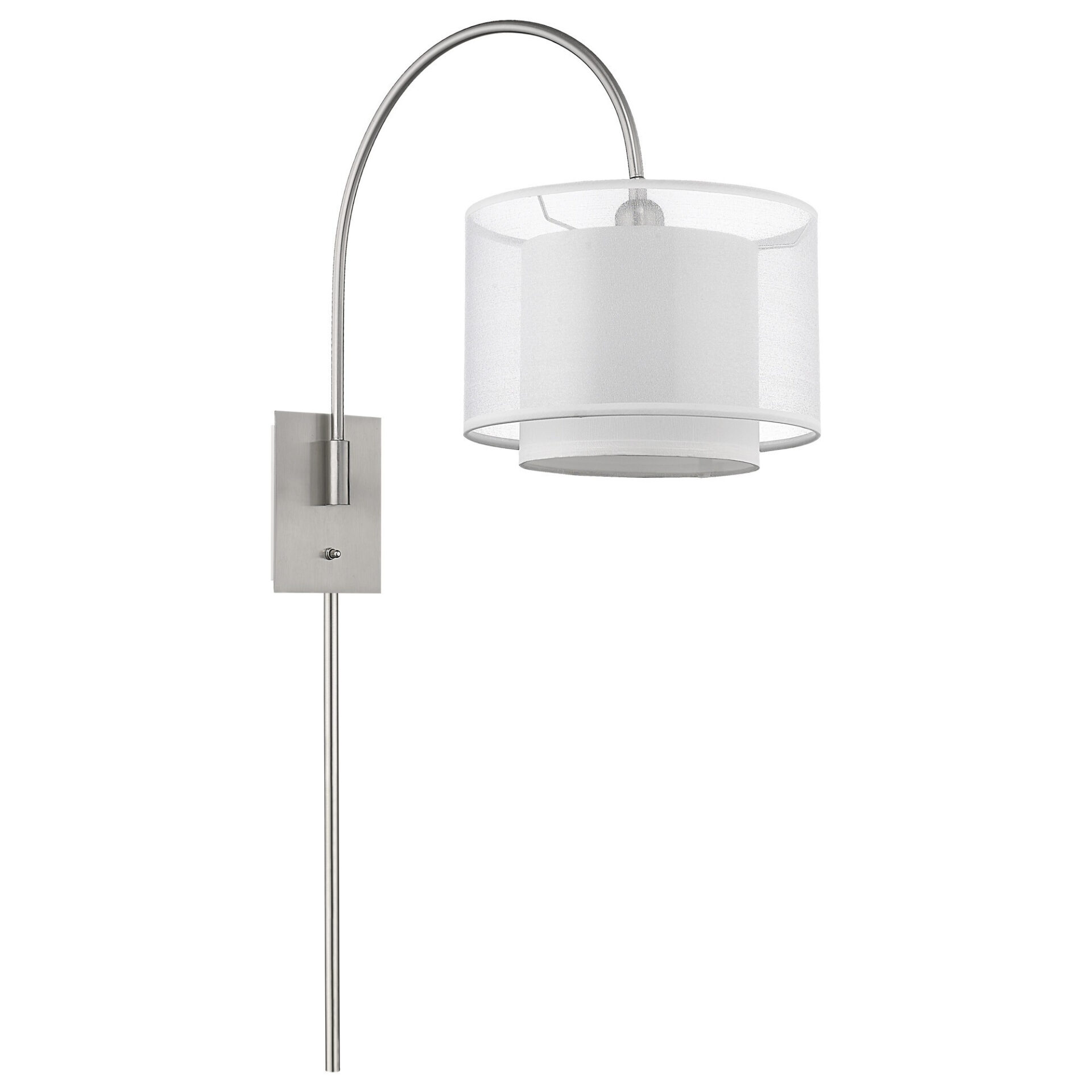 Brella Modern Brushed Nickel Wall Lamp With Two-Tier Shade 3 Brella Modern Brushed Nickel Wall Lamp With Two-Tier Shade - Image 3