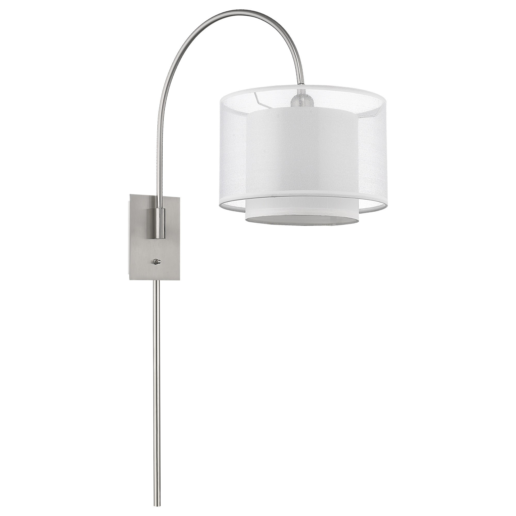 Brella Modern Brushed Nickel Wall Lamp With Two-Tier Shade 7 Brella Modern Brushed Nickel Wall Lamp With Two-Tier Shade