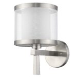 White and Silver Wall Sconce with Fabric Shade