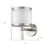 White and Silver Wall Sconce with Fabric Shade