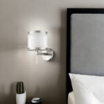 White and Silver Wall Sconce with Fabric Shade