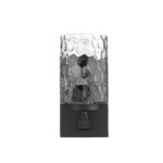 Black Metal Pebbled Glass Wall Sconce, Modern Matte Finish