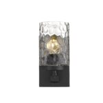 Black Metal Pebbled Glass Wall Sconce, Modern Matte Finish