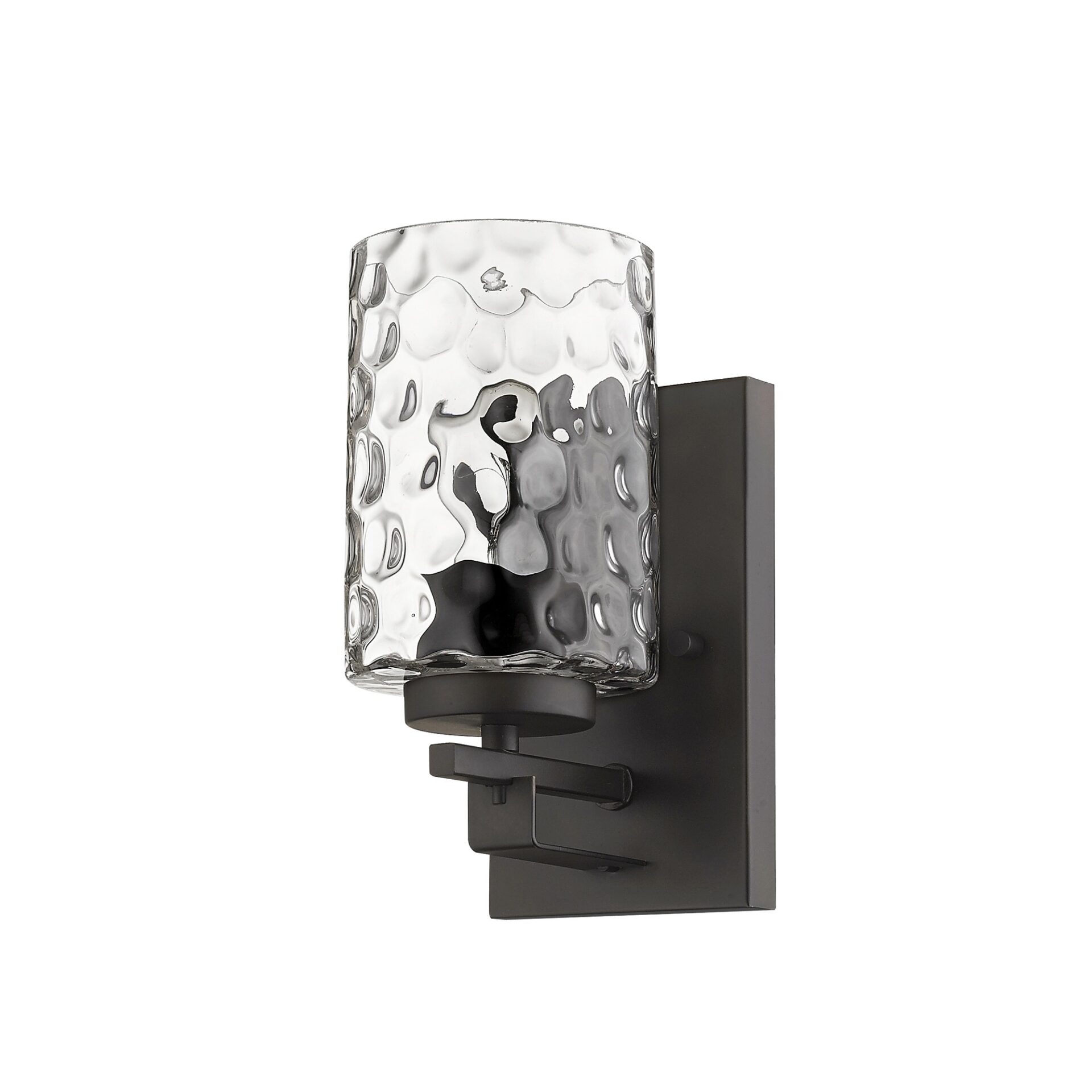 Bronze Metal and Pebbled Glass Modern Wall Sconce 1 Bronze Metal and Pebbled Glass Modern Wall Sconce