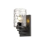 Bronze Metal and Pebbled Glass Modern Wall Sconce 8 Bronze Metal and Pebbled Glass Modern Wall Sconce