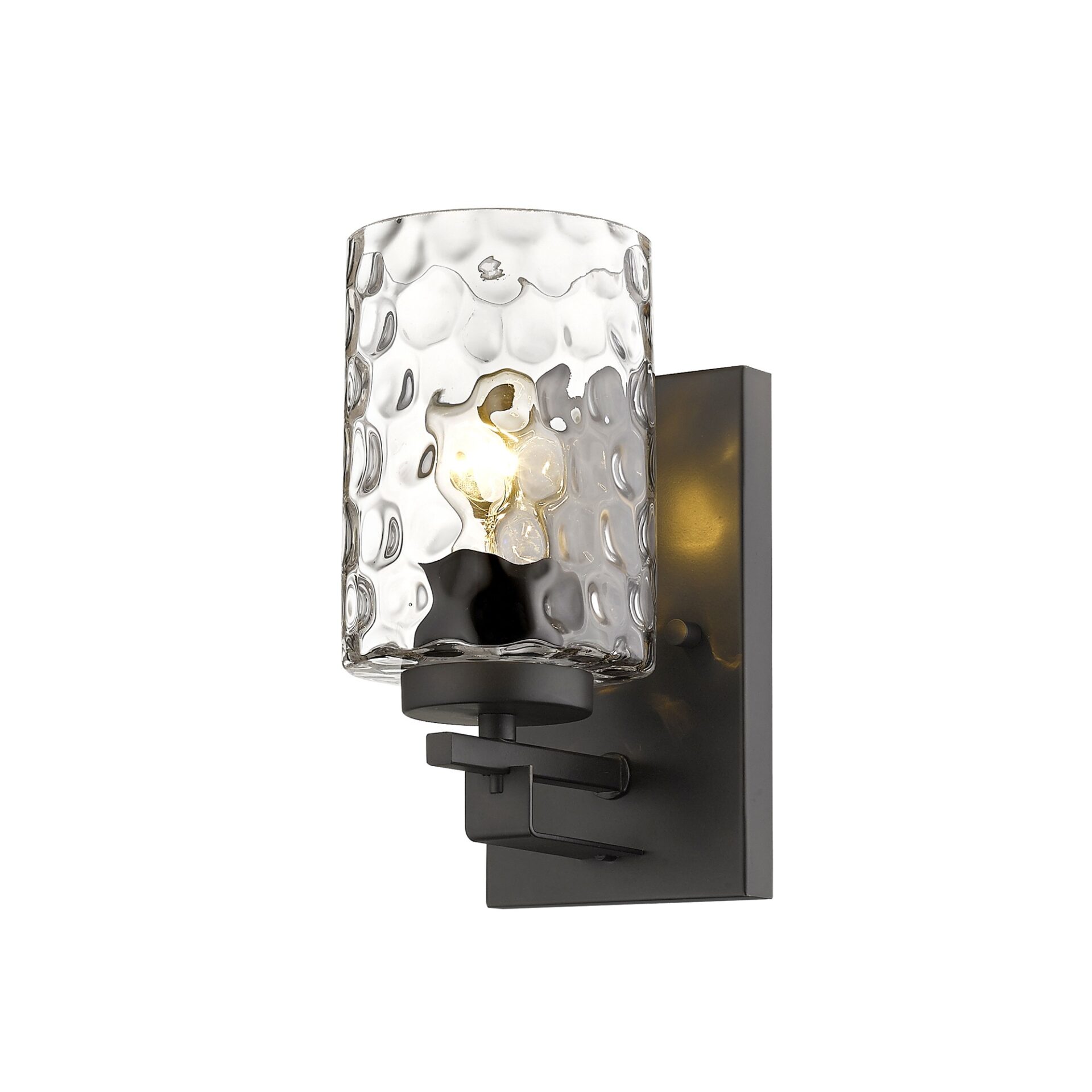 Bronze Metal and Pebbled Glass Modern Wall Sconce 2 Bronze Metal and Pebbled Glass Modern Wall Sconce - Image 2