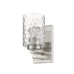 Silver Metal and Pebbled Glass Modern Wall Sconce