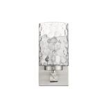 Silver Metal and Pebbled Glass Modern Wall Sconce